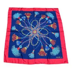 希少 90s vintage CELINE シルクスカーフ タッセルチェーン