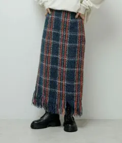 SUGAR SPOON チェックフリンジスカート