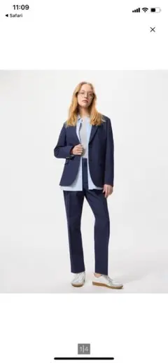 UNIQLO 感動スリムパンツ　M ネイビー スラックス レディース