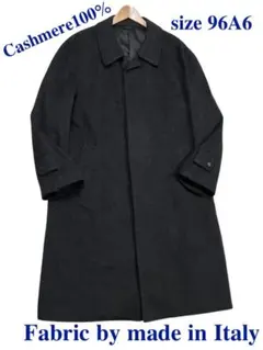 美品＊最高級！カシミヤ100％＊濃グレー＊ロング丈＊ステンカラーコート＊96A6