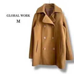 訳あり【GLOBAL WORK】ダブルトレンチコート　キャメル　M ミディアム丈