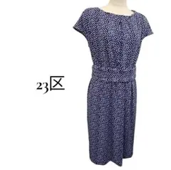 【日本製】23区　フレンチスリーブミドル丈ワンピース　ストレッチポンチ素材のサムネイル