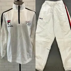 【FILA】ハーフジップスウェット＆ロングパンツ 上下セット 白