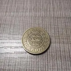 デンマーク 10クローネ硬貨 1990年 マルグレーテ2世「幸せを呼ぶコイン」