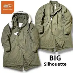 M ビームス 裏地キルティング ビッグシルエット 2way モッズコート カーキ