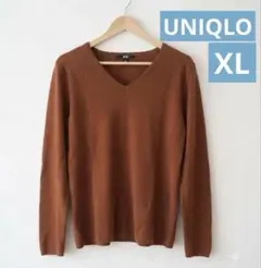 UNIQLO ユニクロ 3Dコットン Vネックセーター XL 長袖 ブラウンのサムネイル