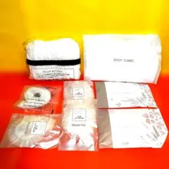 【2本】ボディタオルと【6個】シャワーキャップ／セット