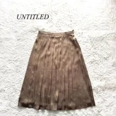 i1【アンタイトル】プリーツスカート　膝丈　カーキ　1 綺麗め　上品　とろみ