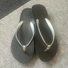 Havaianas ビーチサンダル ブラック/シルバー 15/16