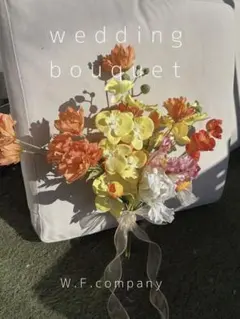 即日発送OK・高級造花・写真映え・ウェディングブーケ　大きめ　ブートニア込み
