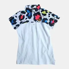 極美品☆ラウドマウス レディース 切替半袖ポロシャツ ネオンレオパード Sのサムネイル