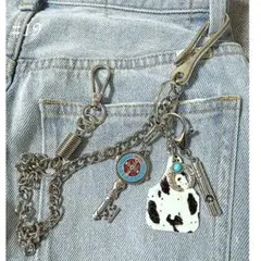 ウォレットチェーン 鍵笛付き　アメカジ　シルバー　バイカー　 カラビナ