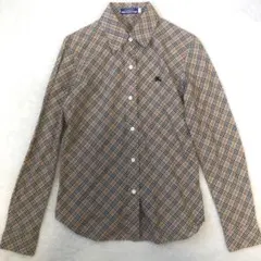 バーバリーロンドンブルーレーベル　長袖シャツ　ノバチェック　ホースロゴ刺繍　40