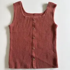 RETORO GALLERYリブニット ノースリーブ ボタン付き