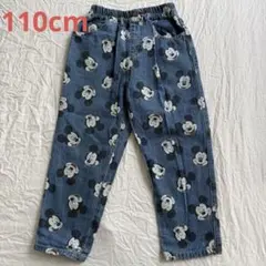 ★ 110cm フタフタ　ミッキー総柄パンツ　デニム