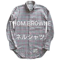 THOM BROWNE BD コットンネルチェックシャツ トムブラウン グレー系