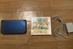 【美品】Newニンテンドー3DSLLメタリックブルー本体＋充電器＋どうぶつの森