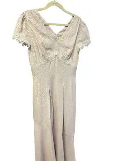 Heriipto Polka-Dot Lace-Trim Dress ベージュ