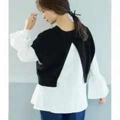 後ろ開き　ニットベスト　可愛い　個性的　ブラック　コットン100％