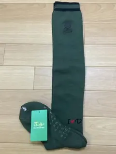 新品DanceWith Dragonオリーブグリーンスカル刺繍 ニイハイソックス
