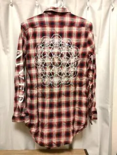 キャスパージョン シャツ チェック ロング丈【定価8800円】メンズ 長袖 総柄