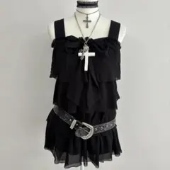 BIGリボン キャミソール シフォン 姫カジ グランジ ティアードフリルのサムネイル