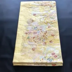 未使用品 花模様織り出し袋帯 振袖 芯なし 長尺 マルチカラー 金銀糸 