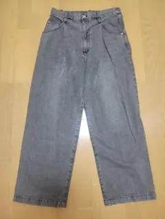 WEGOメンズ スケーターズタックワイドデニムパンツ グレー