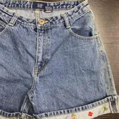 GAP ギャップ デニム　ショートパンツ 刺繍　花柄　古着女子　90年代