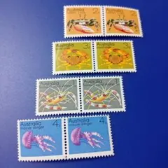 8833 外国切手 オーストラリア 1973年 海洋生物 2ブロック 4種