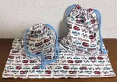 ハンドメイド コップ袋 給食袋 ランチマット 3点セット 乗り物柄