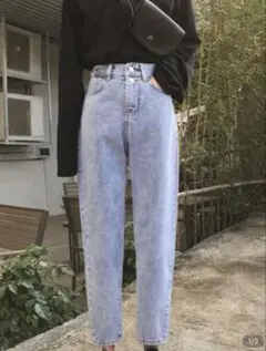 シーイン　ライトブルーデニムパンツ ハイウエスト