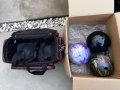 STRIKES ボウリングバッグ 大容量 ボウリングボール14ポンド3玉付き