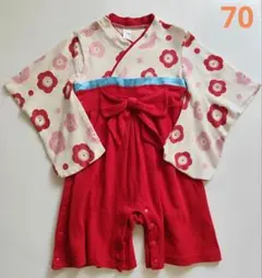 値下げ♪袴ロンパース　赤　女の子　70
