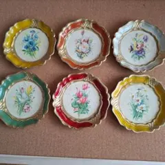 アンティーク調花柄コースター6点セット