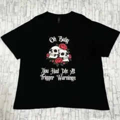 ギルダン US アメリカ古着 英字 スカル プリント 半袖Tシャツ XLのサムネイル