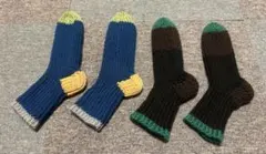 手編み　厚くて暖かいルームソックス　ウール100% 約25cm-26cm