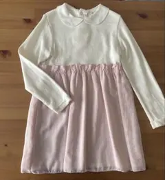 アプレレクール　襟付きチュールワンピース 130cm ホワイト・ピンク