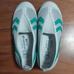 moonstar 上履き 21.5 EE ホワイト/グリーン