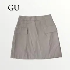 GU ミニスカート 台形ミニスカート パープル 無地 【M】 スウェード調