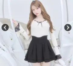 ミシェルマカロン 殿堂入り!!美脚になれるスカート インナーパンツ付 S 黒