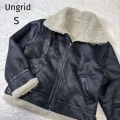 Ungrid フェイクムートンジャケット S ベルト ボア厚手アウター ブラック