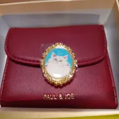 PAUL & JOE 猫イラスト 二つ折り財布 ワインレッドのサムネイル
