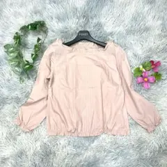 【peyton place】ピンク 長袖ブラウス (9) トップス ギャザー裾