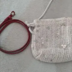 レザー編み込みベルト 赤　ポシェット付き