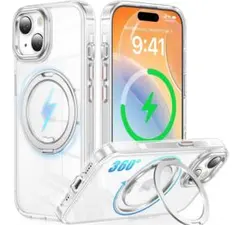 OURJOY iPhone 15 用 ケース MagSafe対応 360度回転