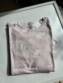 NARUE 猫と本プリント長袖ルームウエア　Tシャツ