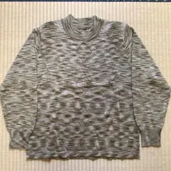 ダイヤモンド刺繍 ニットセーター 長袖 グレー青系