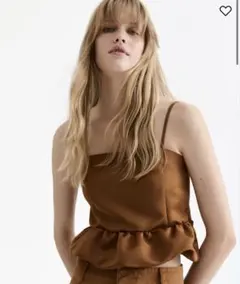 H&M バブルヘムキャミトップス　新品　ビスチェ ブラウンのサムネイル