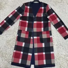 現行　リバーシブルノーカラーコート　ブルーレーベルクレストブリッジ　ノバチェック